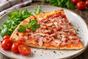 Kinkkupizza Wurstin Extrapalvikinkusta, täytteenä runsaasti kinkkua, tomaattikastiketta ja yrttejä.