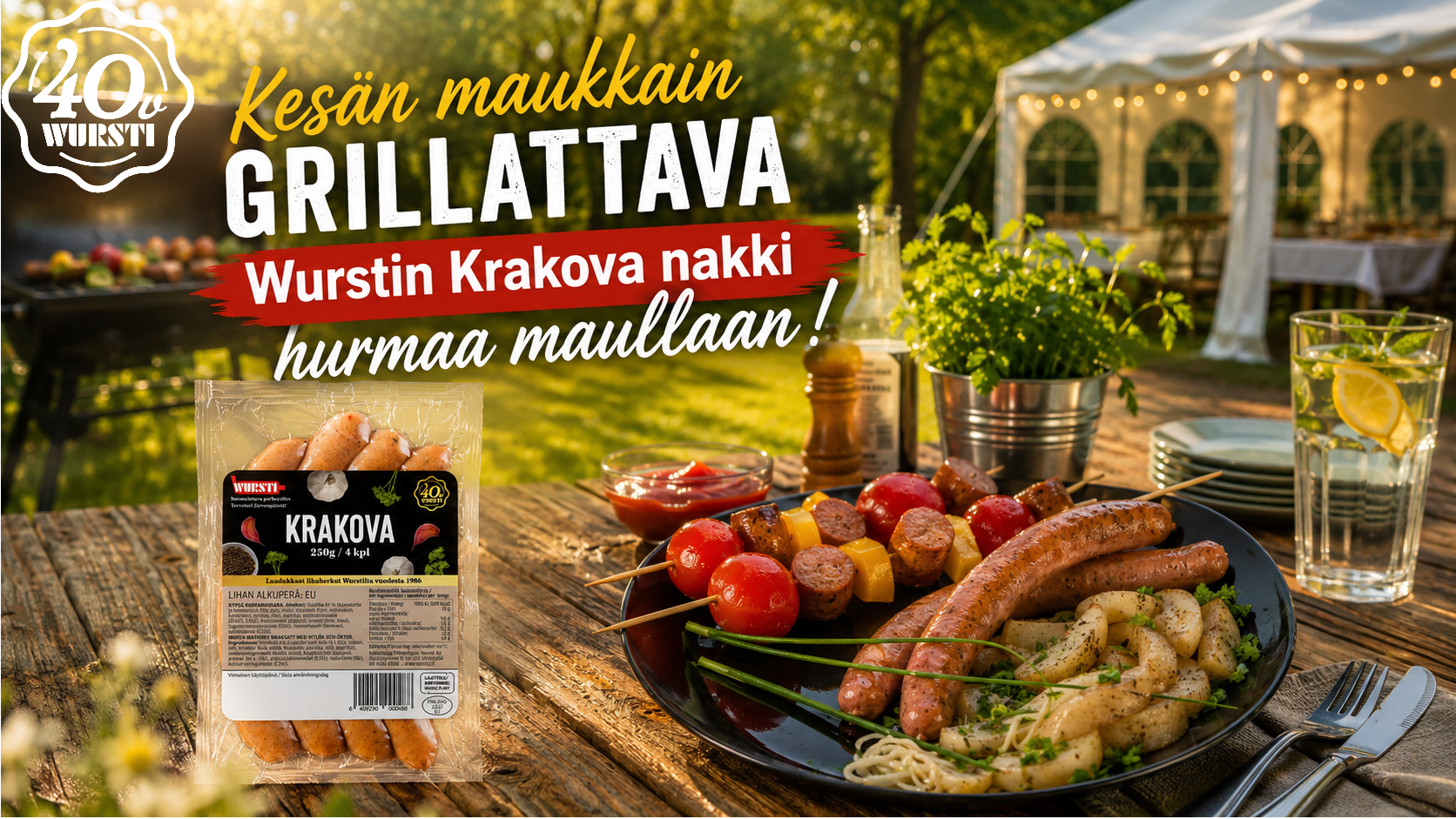Krakova nakki juhlapihassa banneri logolla
