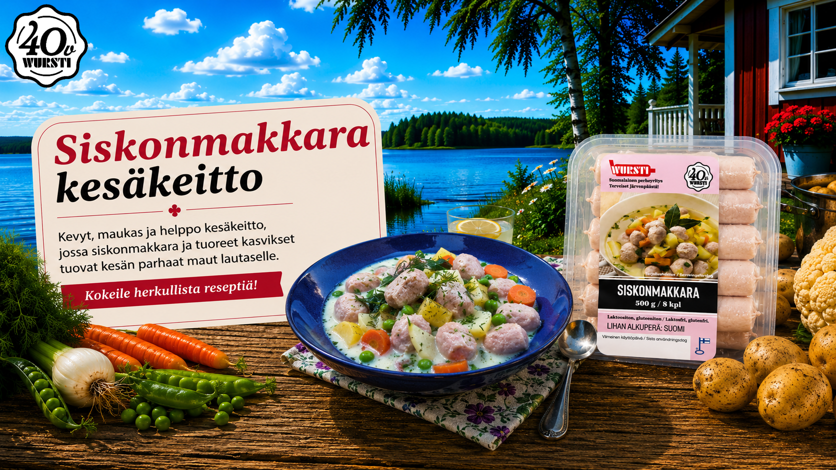 Siskonmakkara kesäkeitto banneri logolla